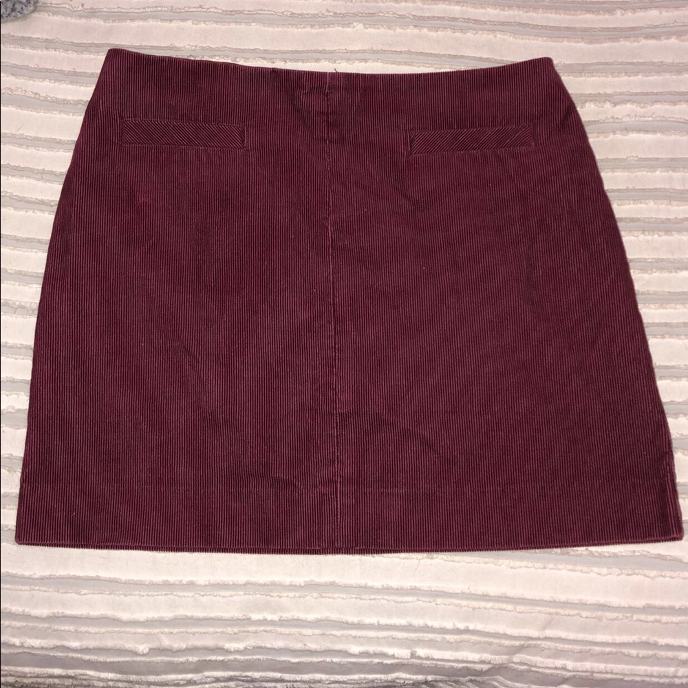 maroon velvet mini skirt
